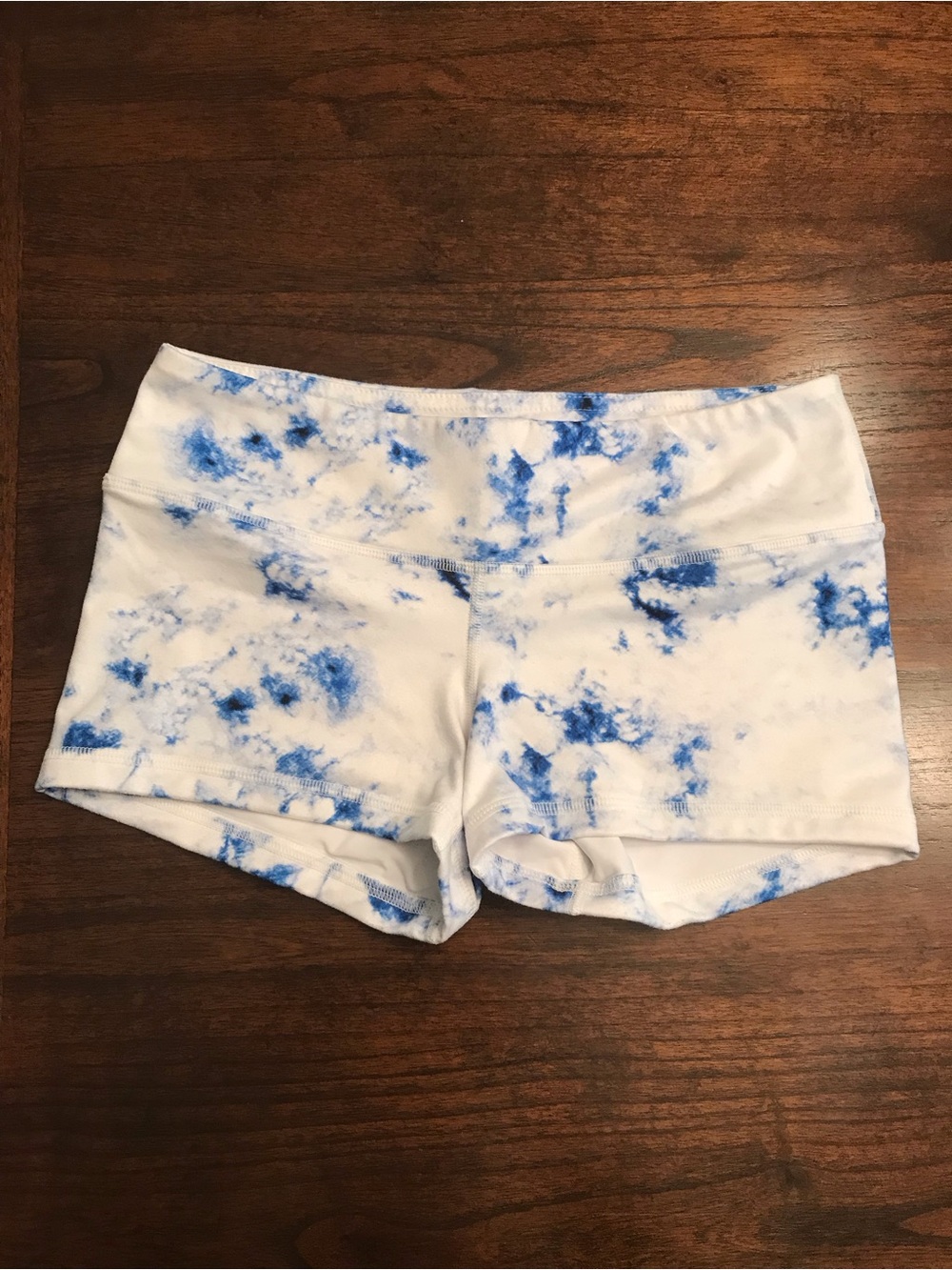 Women’s Fleo Blue White Tie-Dye Active Shorts